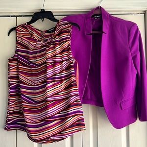 Jacket and Blouse - Nine West - Jacket Size 12 - Blouse Size Medium - Magenta